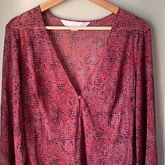 VICTORIA’S SECRET Sheer Maroon Snake Print Long Sleeve Tunic - Picture 1 of 7